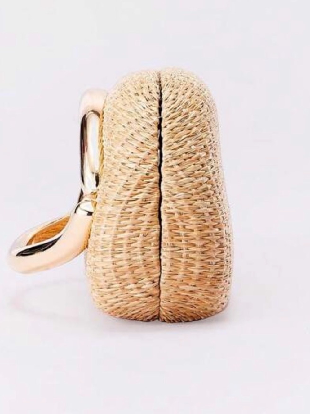 Womens Straw Clutch chain crossbody purse bag with Gold Accent summer vacation - Picture 4 of 7
